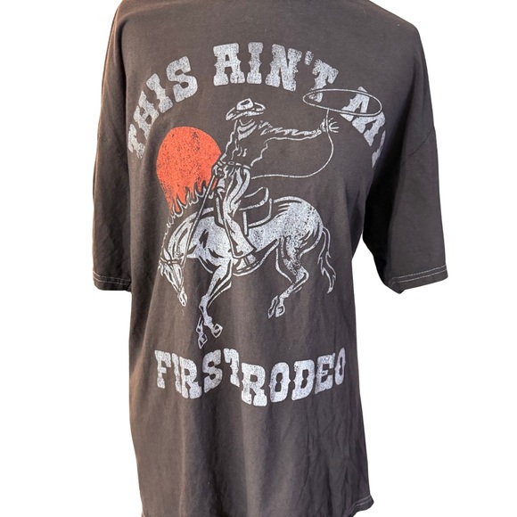 None Other - Graphic Cowboy‎ Print Brown T-Shirt